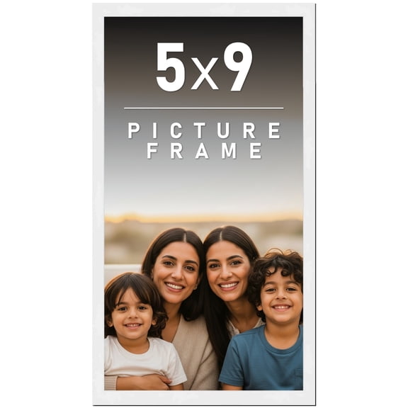 5x9 In Frame White Solid Wood Picture Frame Includes UV Acrylic Shatter Guard Front, Acid Free Foam