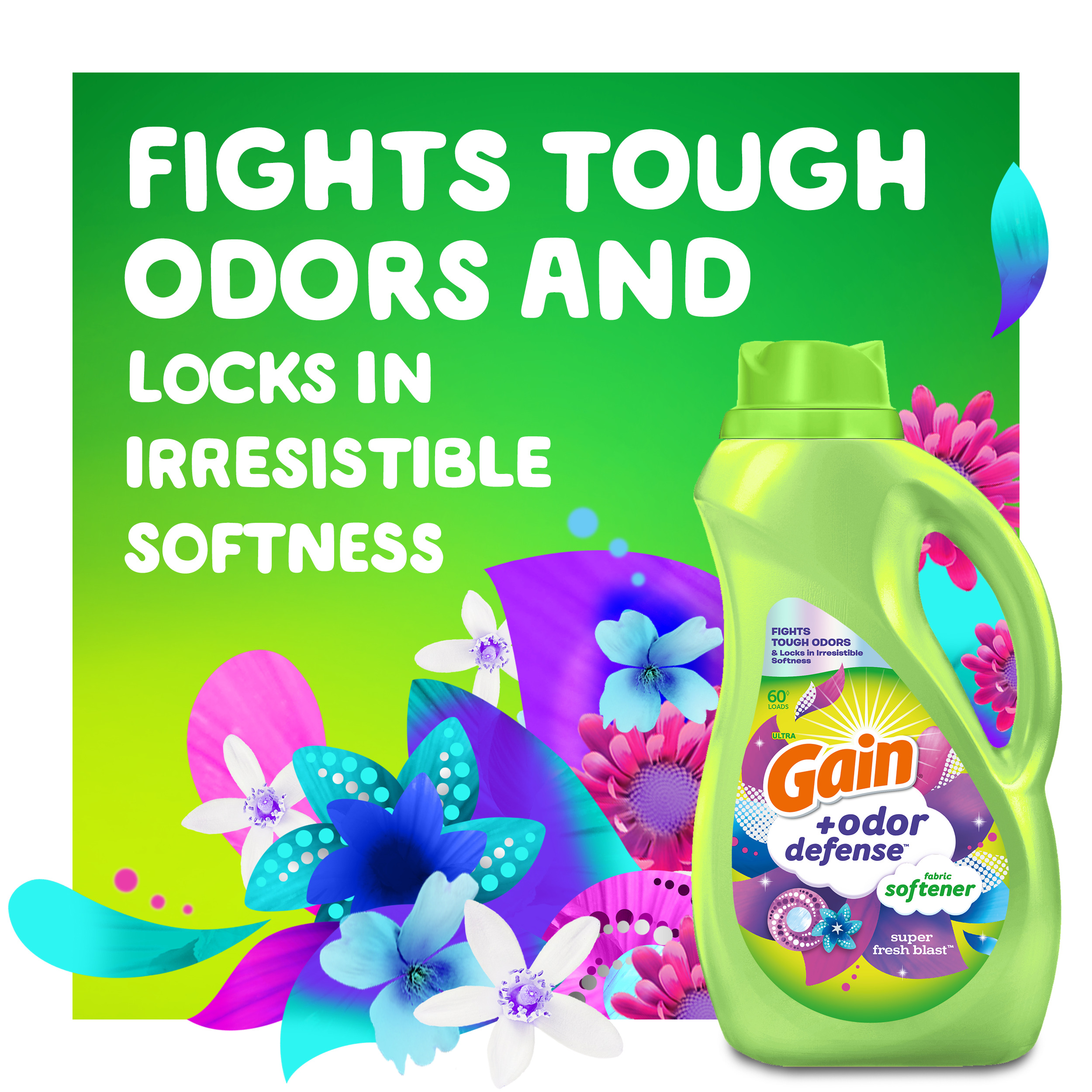 Gain + Odor Defense Liquid Fabric Softener, Super Fresh Blast Scent, 100 fl oz, 136 Loads, HE Compatible - image 8 of 8