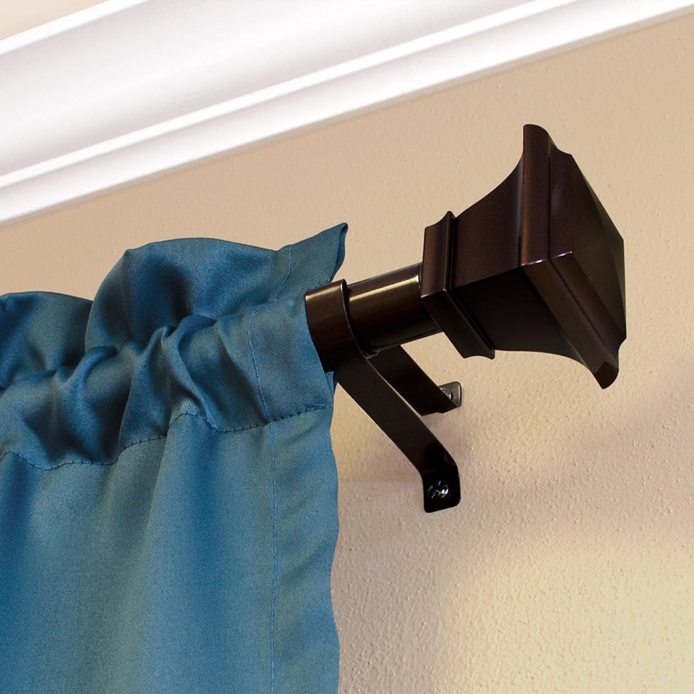 Mainstays 1" Bronze Square Single Curtain Rod Set, 30-84", Oil Rubbed Bronze