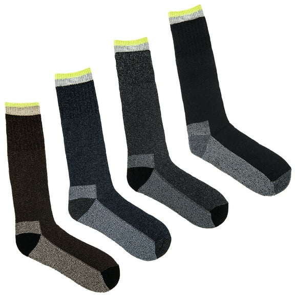 2 Pack Men's JobSite Heavy Thermal Cushion Thick Wool Blend Crew Work Socks Boot Sock (2 Pairs Assorted Colors)