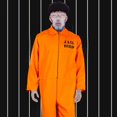 thumbnail image 3 of Traje de mono de prisionero para hombres y mujeres, disfraces de Cosplay, fiesta de Halloween, Carnaval, naranja, vestido de prisionero de prisión, Criminal, 3 of 4