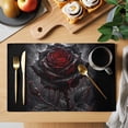 thumbnail image 2 of Halloween Placemats Set of 6, Vintage Horror Black Red Rose Branches Washable Wipeable Table Mats for Dining Tables, Indoor Outdoor Kitchen Place Mats for Holiday Party Table Decor, 2 of 9