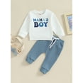 thumbnail image 2 of Cenuakty Toddler Boys Fall Outfits Letter Print Crew Neck Long Sleeve Sweatshirts and Long Pants 2Pcs Clothes Set, 2 of 9