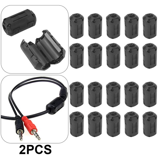 10 Uds. Abrazaderas Núcleo Ferrita Filtro Ruido 5mm Negras para Cable Alimentación Audio Y Vídeo USB