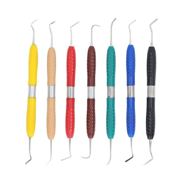 Espátula de relleno de resina dental compuesta, 7 piezas de relleno de resina dental, espátulas de relleno dental de doble punta, juego de herramientas de relleno de resina dental altamente versátil