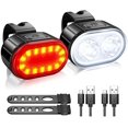 thumbnail image 1 of Bike Lights Set, USB Rechargeable Bicycle Lights, Ultra Bright LED Cycle Light Front and Back Rear Light, IPX5 Waterproof Mountain Road Cycling Headlight and Taillight Set, 1 of 8
