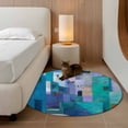 thumbnail image 2 of Round Rugs 3.3Ft, Abstract Blue Round Area Rug Washable Indoor Throw Carpet, Painting Buildings Geometric Color Block Soft Non Slip Circle Rug for Laundry Room Patio Home Decor Aesthetic, 2 of 8