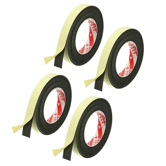 3/4 Inch x 16.4 Ft Weather Stripping Door Seal Strip, 4 Roll 2mm Thick EVA Self Adhesive Foam Seal Tape for Door Window Insulation, Black