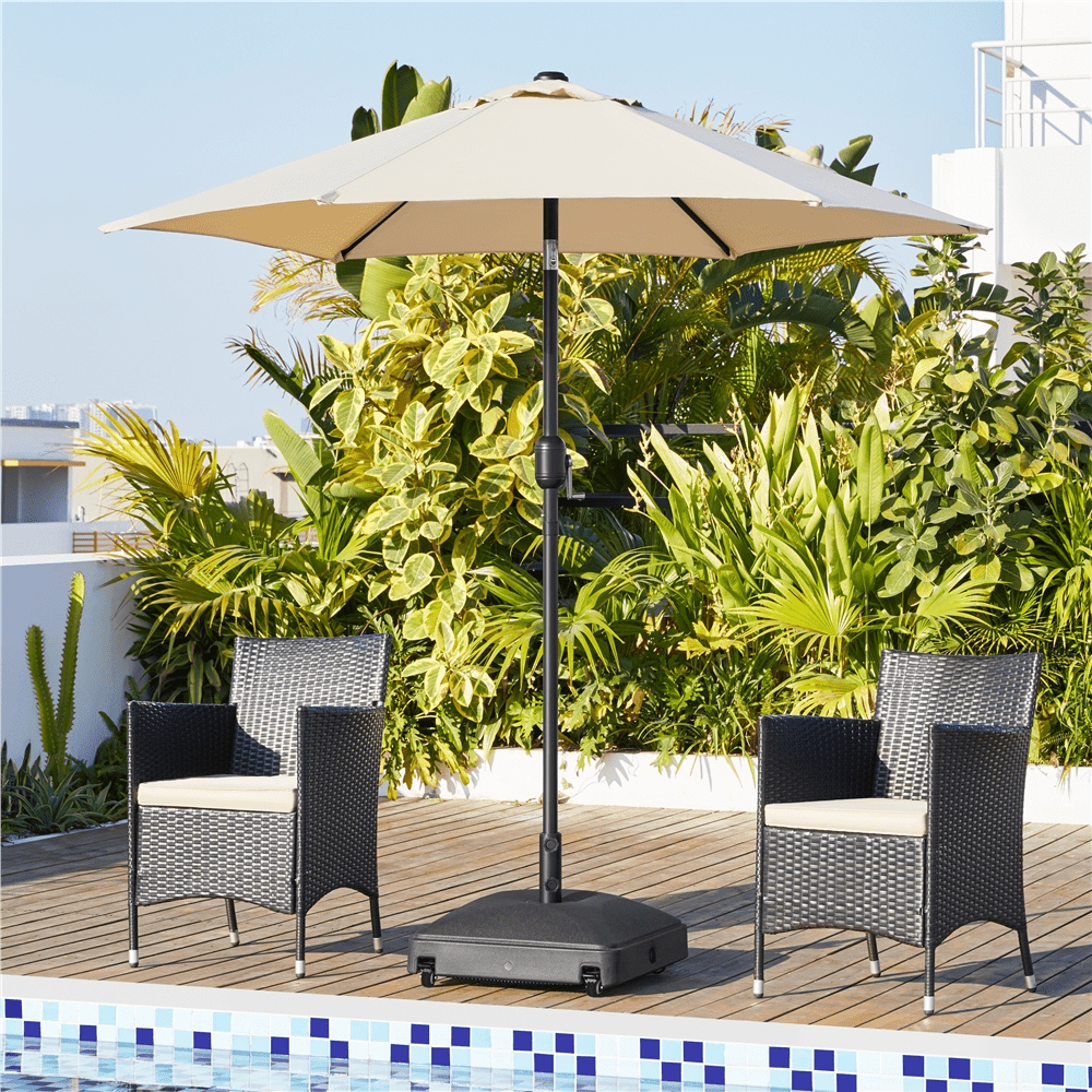 Renwick 123lb Rolling Fillable Patio Umbrella Base, Black
