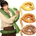 thumbnail image 2 of 100-300cm Artificial Python Plush Toy Long Snake Yellow Orange Green Python Plush Toy Decorate The House Holiday Decorations, 2 of 5