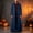 Dark Blue, variant on Men's Jacket Plus Size Stand Collar Long Sleeve Maxi Straight Solid Double-Breasted Button Front Vintage Retro