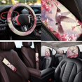 thumbnail image 4 of Uorisanigo Flower Hummingbird 14 Pieces Car Accessories Set with Cars Seat Covers and Steering Wheel Cover Cars Headrest Cover Auto Console Cover Seat Belt Pads Soft Elastic Fit for Car SUV, 4 of 6