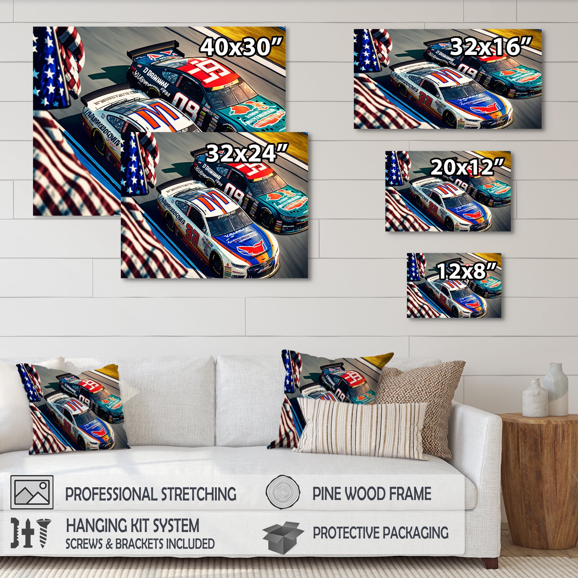Designart Stock Car Racing Last Lap VI Canvas Wall Art