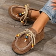 thumbnail image 6 of Ichuanyi Women's Flat Shoes Women Casual Flat Leather Retro Ethnic Style Slippers Low Top Round Toe Shoes, 6 of 7
