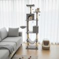 thumbnail image 4 of Gymax 80'' Tall Cat Tree w/2 Condos Sisal Scratching Posts Plush Perch Hammock Basket Light Gray, 4 of 10