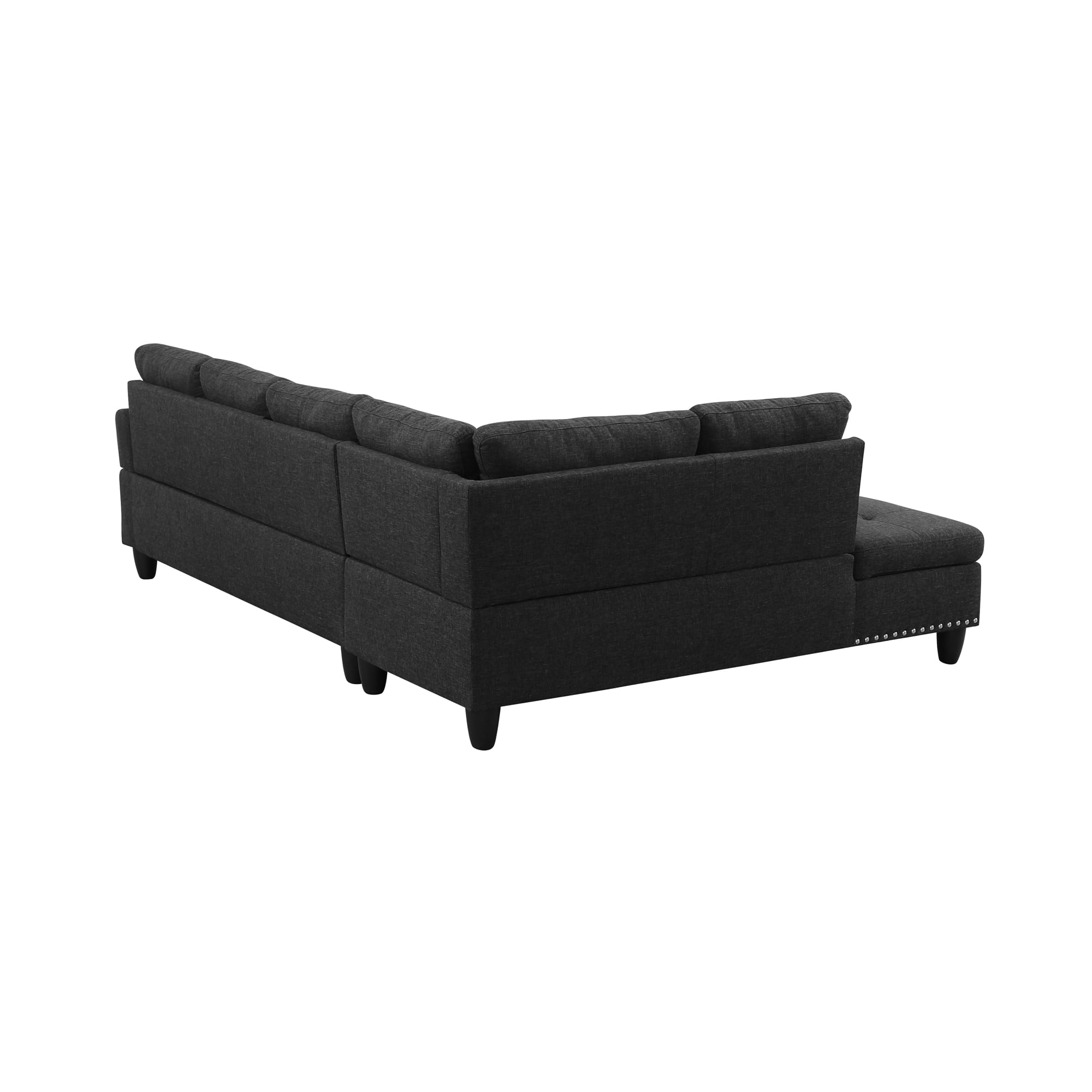 MAYEERTY 97.5" Linen Sectional Sofa, 2-Piece Modular Couch Living Room Sofa Set without Ottoman, Black (Left)