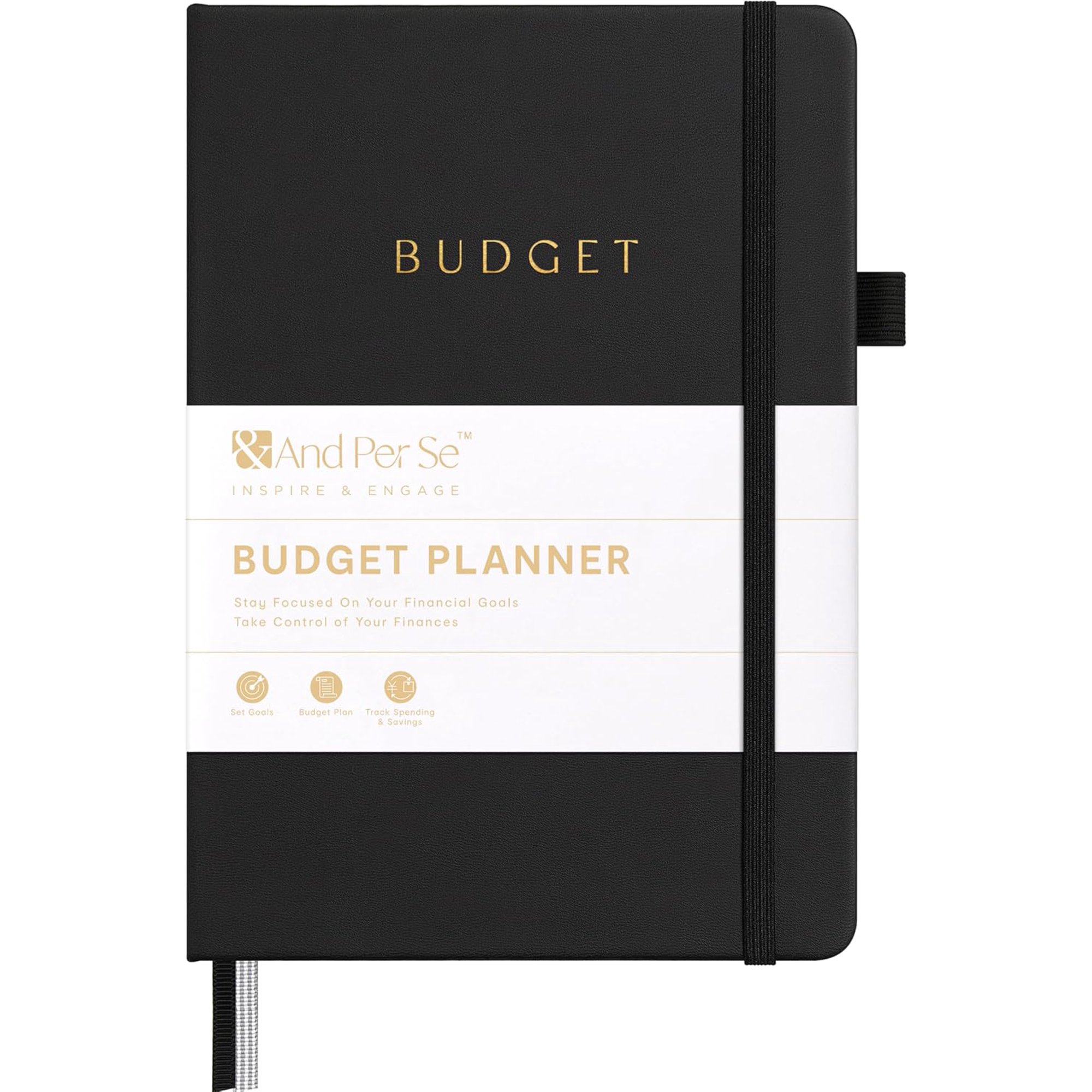 Per Se Budget Planner, Budget Book with Expense Tracker Notebook, Undated Financial Planner & Monthly Bill Organizer to Manage Your Money - A5 Hardcover (Black)