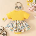 thumbnail image 7 of HUANBAI Infant Girls Short Sleeve Ribbed Floral Romper Newborn Bodysuits Dress Headbands Set Romper Bodysuit, 7 of 7