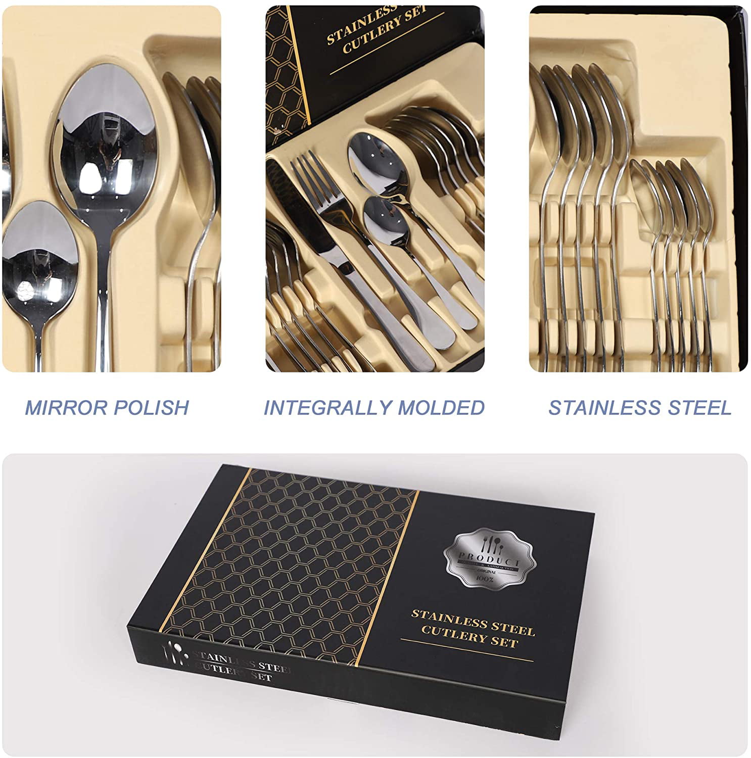 Mepra Caramella 20 Piece Flatware Set Dishwasher Safe Cutlery Stainless Steel Tableware 
