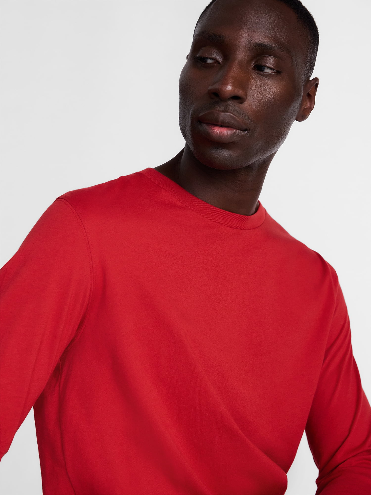 George Men's and Big Men's Cotton Crewneck Tee with Long Sleeves, Sizes XS-3XL, Big 2XB-6XB & Tall MT-4XLT