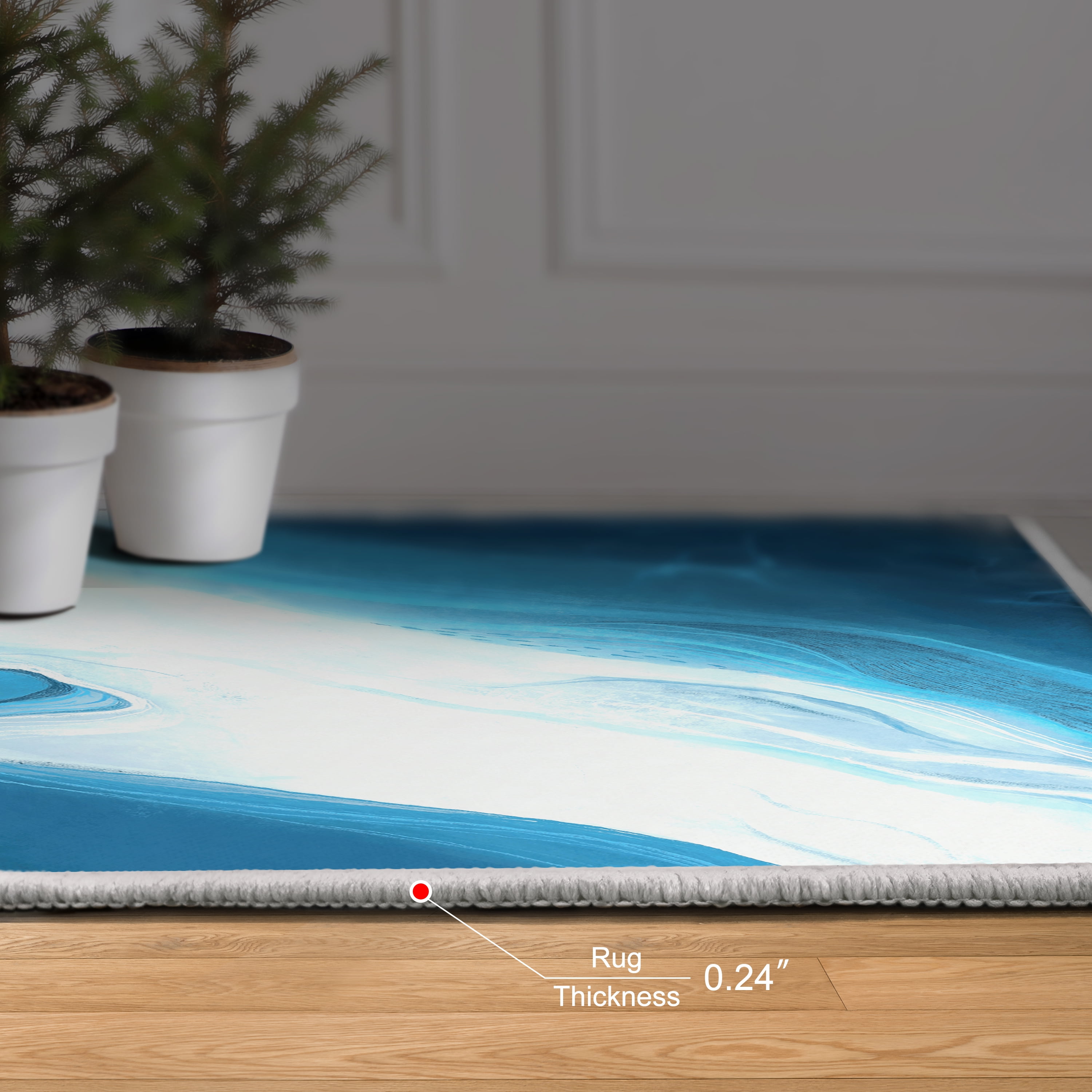 Ethereal Iceberg Washable Abstract Art Area Rug size 8'x10', Power-loomed, Heavenly Softness with Non-Slipping Backing