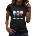 thumbnail image 2 of Women's 4th of July Graphic Tees Patriotic American Flag Wine Glass Shirts Casual Short Sleeve Summer Tops Independence Day Vacation Novelty Clothing, 2 of 5