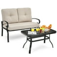 thumbnail image 5 of Patiojoy 2PCS Patio Conversation Set Outdoor Loveseat w/Coffee Table & Beige Cushions, 5 of 6