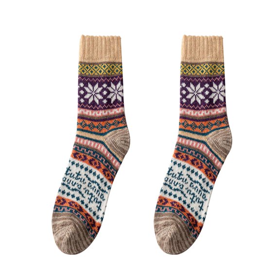 No Show Socks WomensMulticolorThickened Thermal Holiday-themed Mid-calf SocksRunning Socks1‑Pair