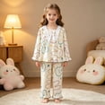 thumbnail image 2 of RMGVDSD Girls 4th of July Outfit Set Cartoon Print Girls Pajama Sets Long Sleeve Pants Sleepwear Comfort Nightwear Children's Loungewear Sets 9-10 Years, 2 of 5