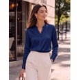 thumbnail image 3 of Zeagoo Silk Long Sleeve Tops for Women Button-up Shirts Dressy Bussines Work Blouses, 3 of 6