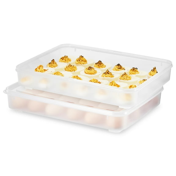 Sorbus Clear Deviled Egg Tray Set – 2 Piece Carrier Holds 48 Eggs Total with Secure Lid, Portable