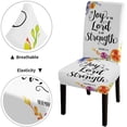 thumbnail image 4 of Floral Quote Dining Room Chair Slipcovers 4 Pack Joy of The Lord is My Strength Scripture Typography Stretch Spandex Kitchen Chair Slipcovers Removable Washable Geometric Parsons Chair Cover, 4 of 5