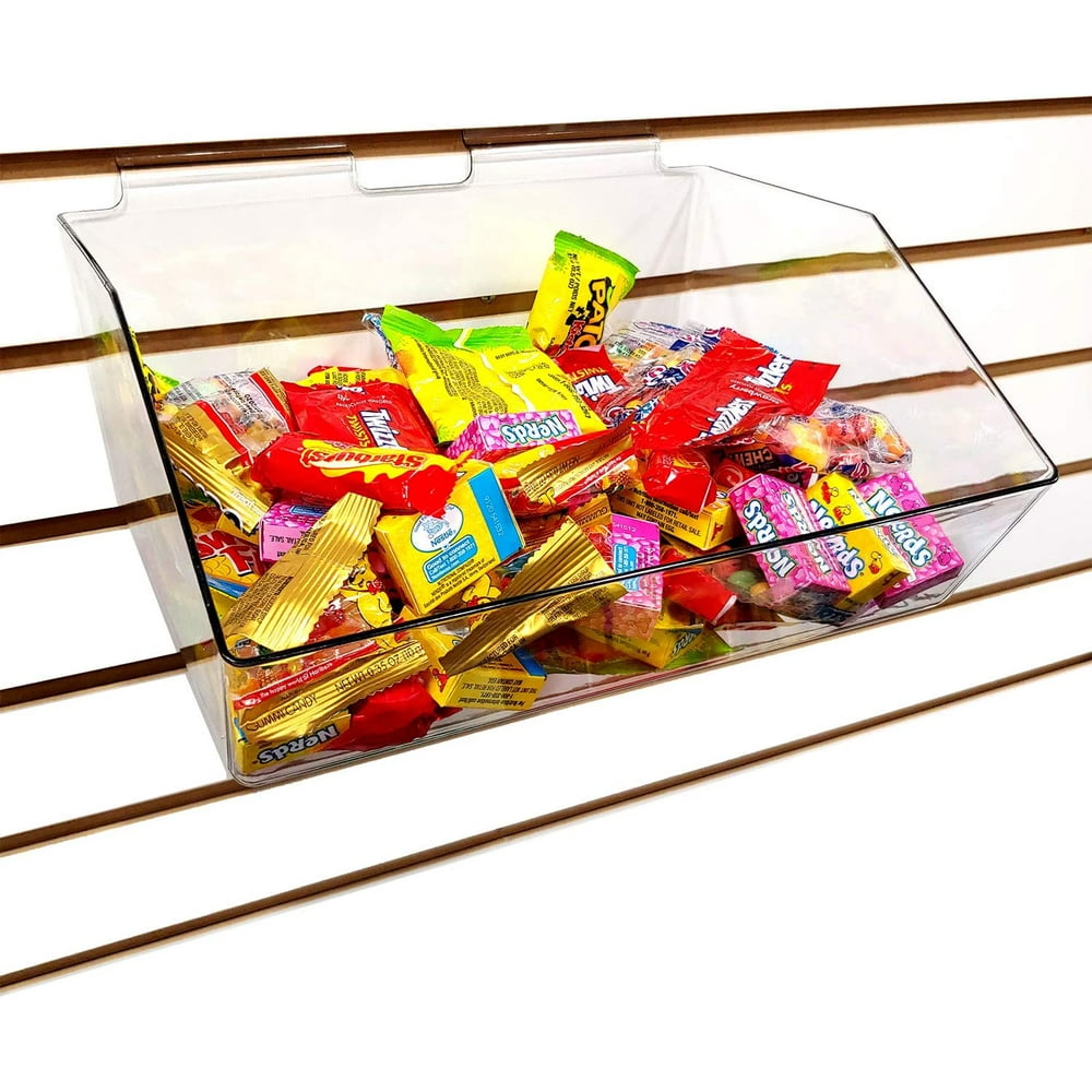 Clear Slatwall Acrylic Bins Extra Wide Large Bin 12" W x 5.5" H x 11.5