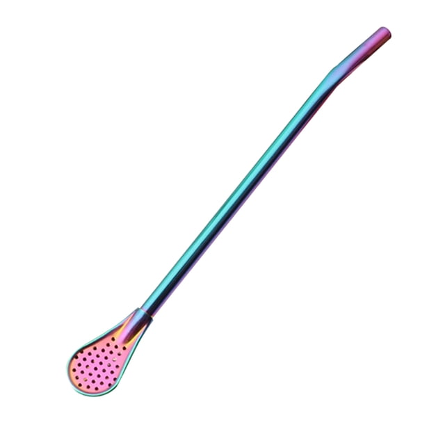 Sywqhk Cuchara de acero inoxidable, filtro de té, pajita para beber, accesorios para barra (colorido) Sywqhk Para estrenar