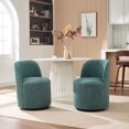 thumbnail image 6 of CQSXDA Upholstered Barrel Chair In Linen, Mid Century Swivel Accent Chair For Kitchen, Dining Room And Living Space, Dark Green, 6 of 11