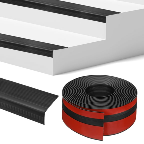 Uxcell Stair Edge Trim 20FT Vinyl Rubber Stair Nosing Non-Slip Self Adhesive Stair Edge Trim Strips Black 0.98 Inch