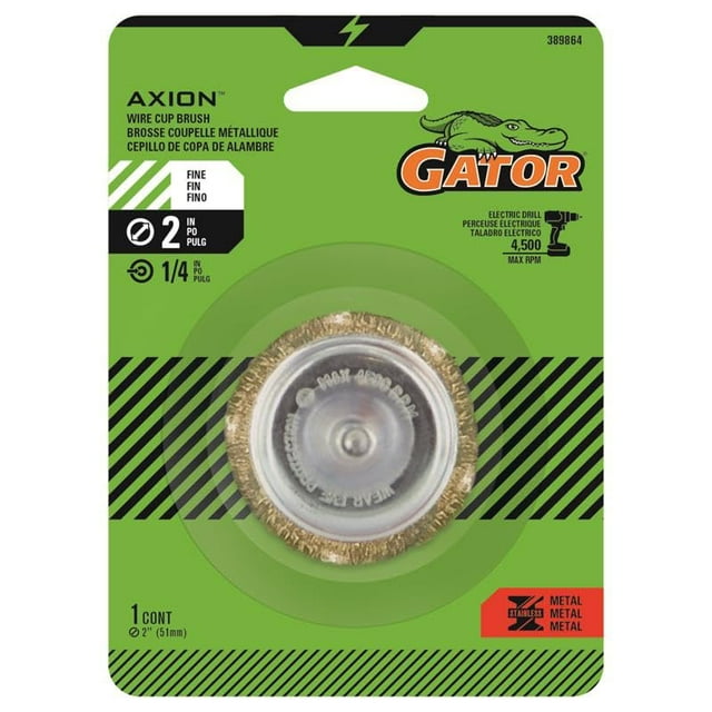 Cepillo Wire Cup Gator de 2 pulgadas con revestimiento de latón rizado fino