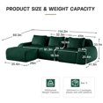thumbnail image 5 of FFH 114" Sectional Sofa, Cloud Couch with Ottoman, L-Shaped Flannelette Boneless Sofa for Living Room (Green, 3 Seater with 1 Ottoman), 5 of 18