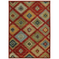 Eloisa Contemporary Geometric Area Rug, Red Multi 1, 5' x 8'