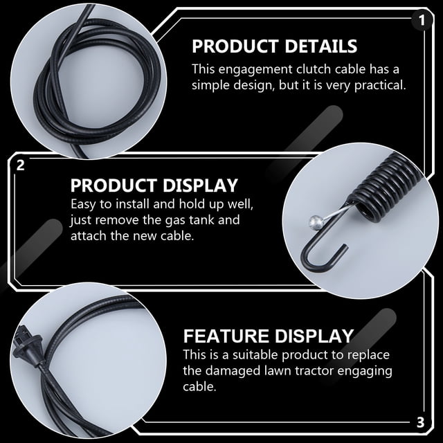EXHUMKY Cable De Engranaje Para Tractor De Césped Repuesto Negro Con Material Resistente
