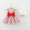 thumbnail image 4 of Toddler Girl Dress Big Bow in Back Floral Print Sleeveless Flower Sundress with Sun Hat Baby Summer Sets (18 Months, Red-Floral), 4 of 7