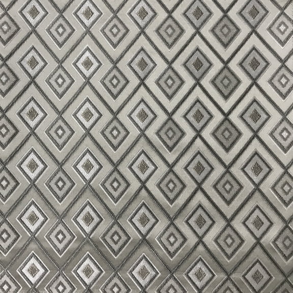 Decora Furnishings Luxurious Premium Jacquard Geometric Design Furnishing Fabric for Upholstery, Window Treatments, Craft - Width 54 inches - Fabric by The Yard (Silver)
