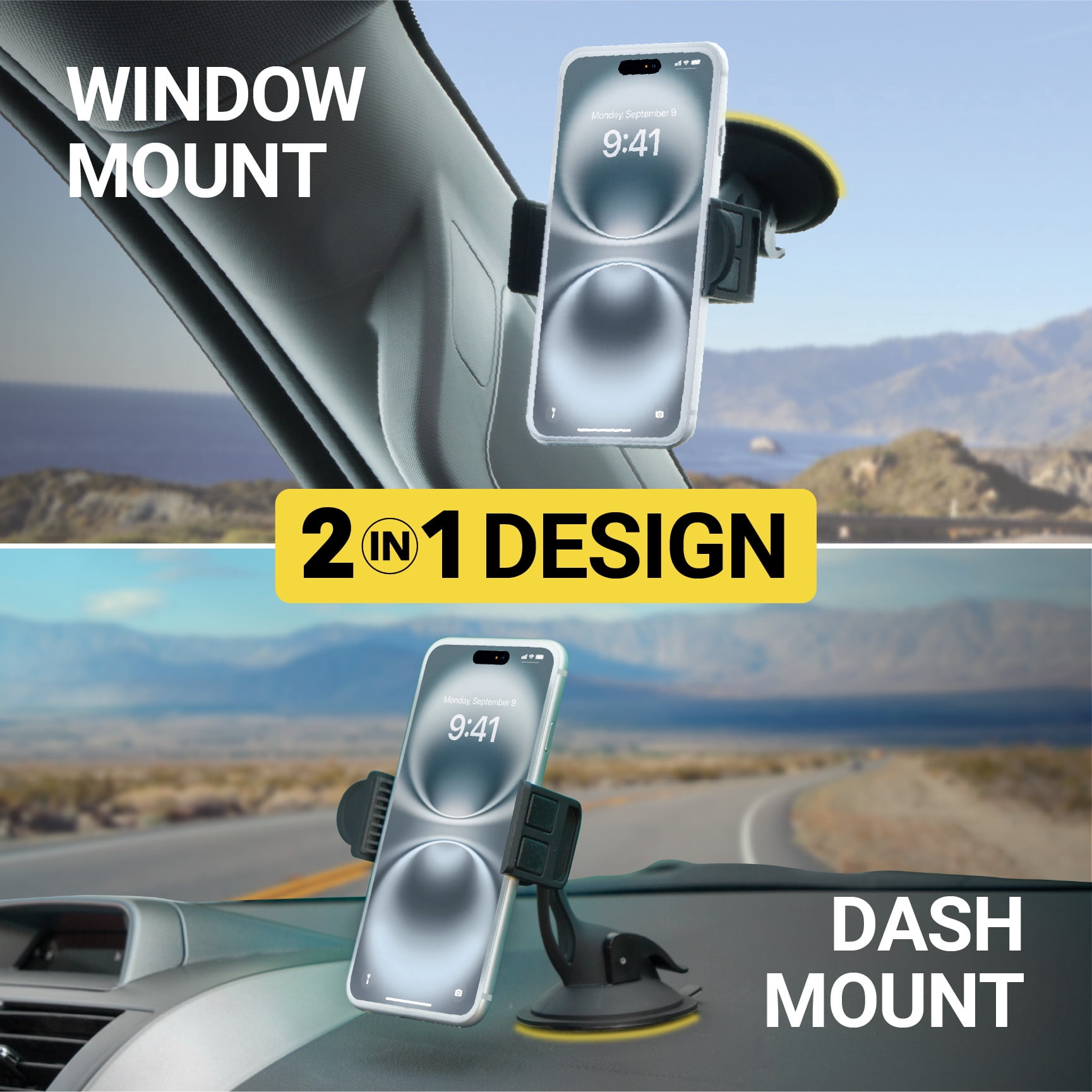 Scosche Universal 3-in-1 Vent/Windshield/Dashboard Suction Cup Window/ Vent Mount Black HDVM