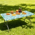 thumbnail image 2 of decorUhome Rectangle Spandex Fitted Tablecloth 6 FT Tables, Washable Picnic Table Cover with Elastic, Washable Reusable Table Cloth for Dining (Easter Eggs, 30"x72"), 2 of 8