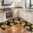 thumbnail image 3 of Sunflower and Leaf Black Pattern Anti Fatigue Kitchen Rugs Set Of 2, Non Slip Washable Decorative Floor Mats for Sink Laundry and Home Use, 17"x47", 3 of 5
