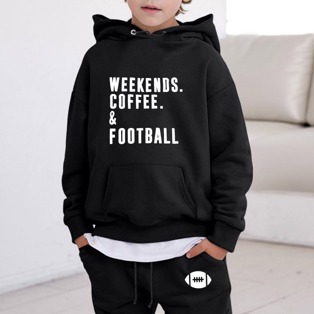 Kids Hoodie Sweatshirt And Sweatpants Cartoon Rugby Football Prints Pullover Hoodie Set Tracksuit 2 Piece Outfits