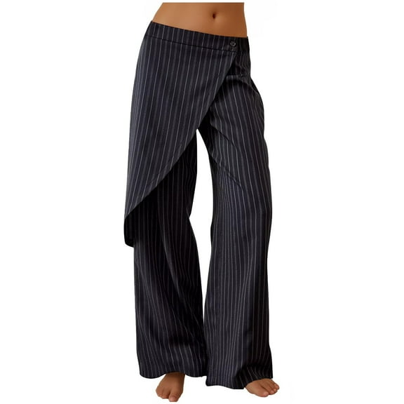 Kilaqueen Women Striped Wide Leg Suits Pants Y2K High Wasited Baggy Palazzo Pants Casual Loose Business Work Office Trousers