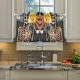 thumbnail image 2 of Yayeee Kitchen Curtains Tier Pair Light Filtering 27"x36" Rod Pocket Short Cafe Window Panel, Skeleton with Sun, 2 of 7