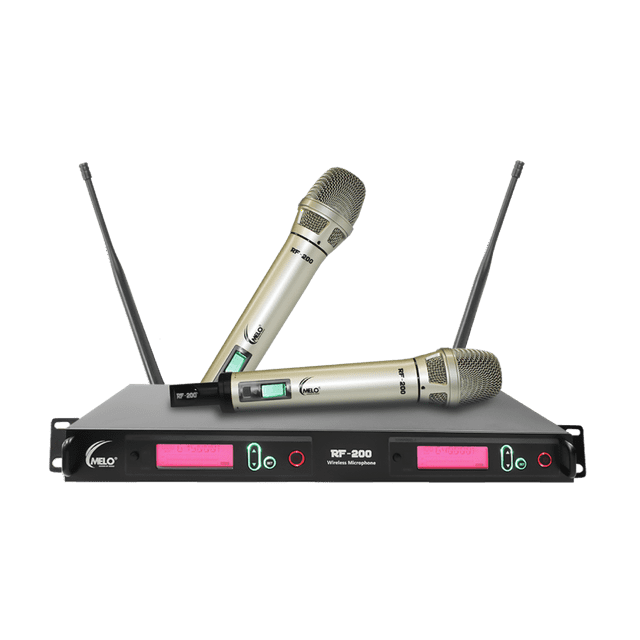 Sistema de Microfonos MELO RF-200 Dorado Inalámbricos MELO RF-200
