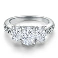 thumbnail image 3 of Gem Stone King 925 Sterling Silver White Moissanite 3 Stone Ring for Women (2.50 Cttw, Oval 8X6MM and 6X4MM, Size 9), 3 of 6